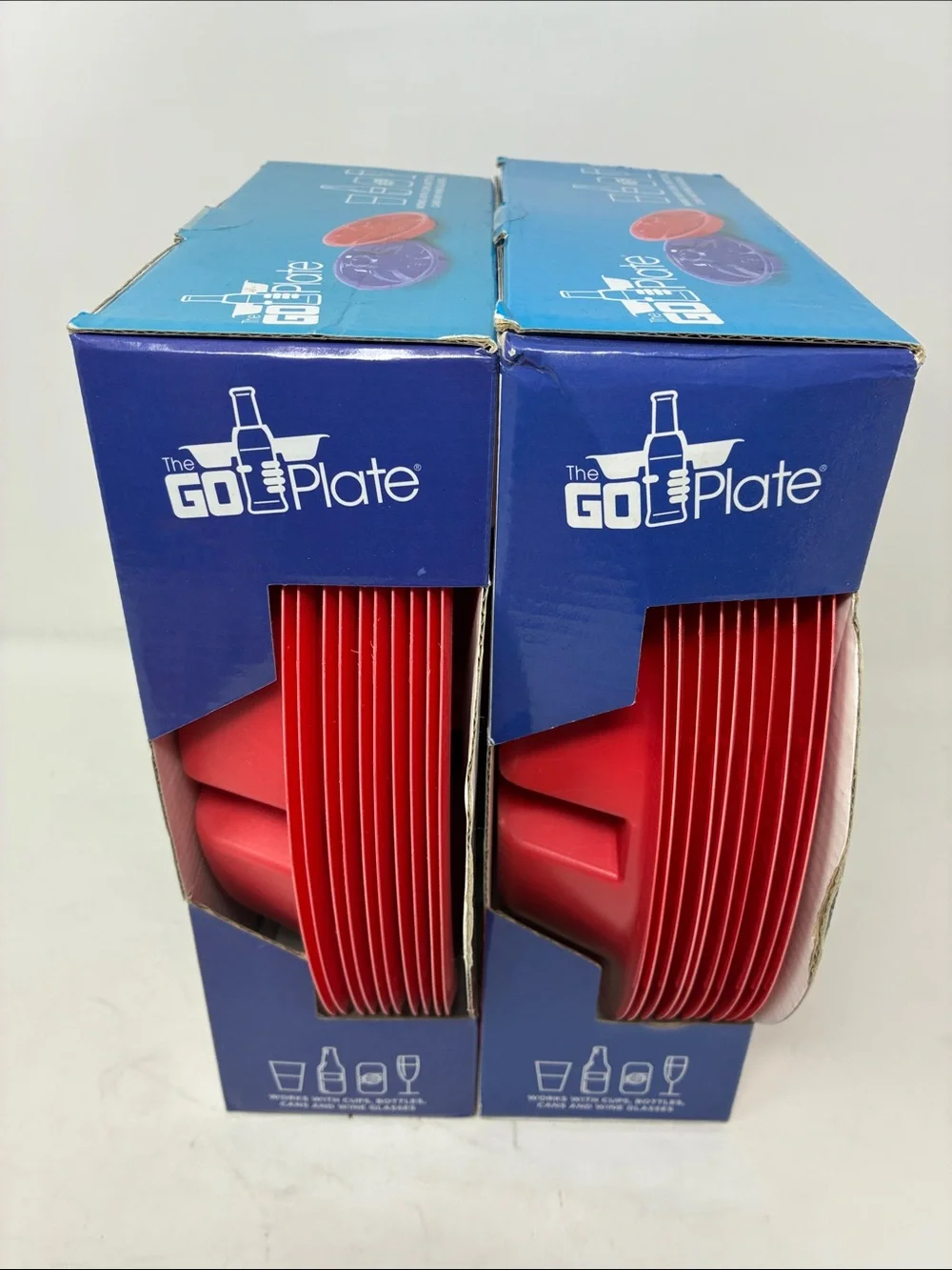 (2 Pack) The GO Plate BPA-Free Red Clip-On Plate and Cup Holder - 10 Pack